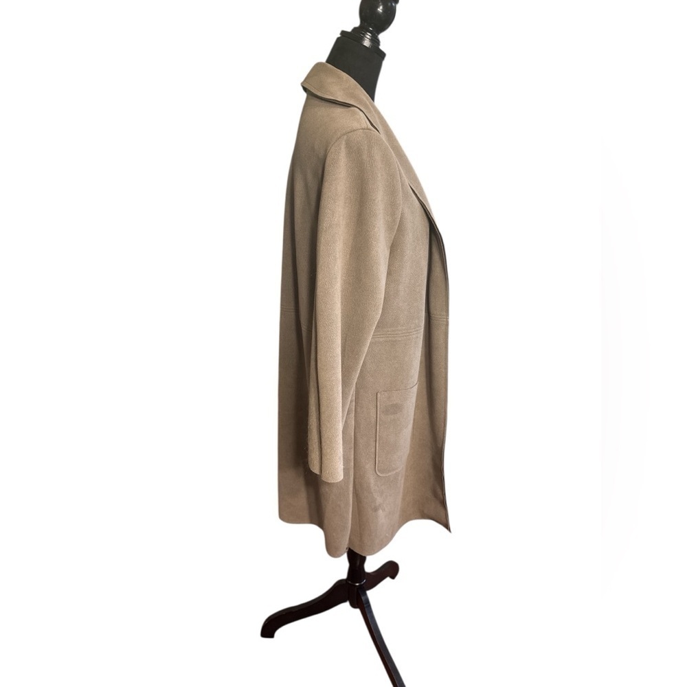 Philosophy Republic Clothing Faux Suede Open Front Coat Jacket XL Taupe Beige - Picture 2 of 9
